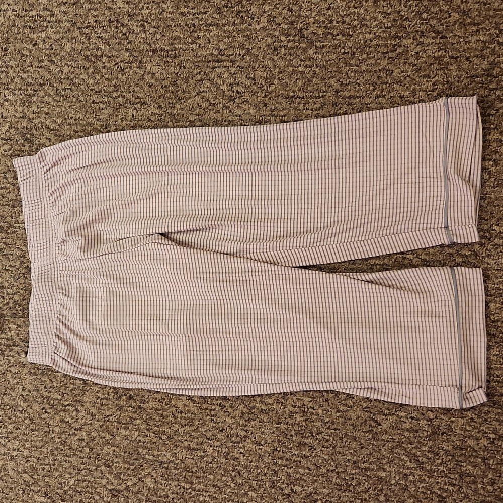Tahari Pink and Gray Striped Lounge Pants Size M